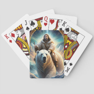(AI Generated ) Jesus on a polar bear  Playing Cards