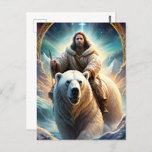 (AI Generated ) Jesus on a polar bear Postcard