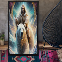 (AI Generated ) Jesus on a polar bear  Poster