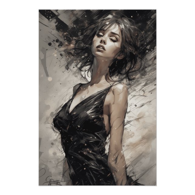 AI-Generated Little Black Dress Fantasy LBD Poster (Front)