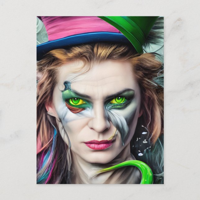 AI Generated Mad Hatter Fantasy Postcard (Front)