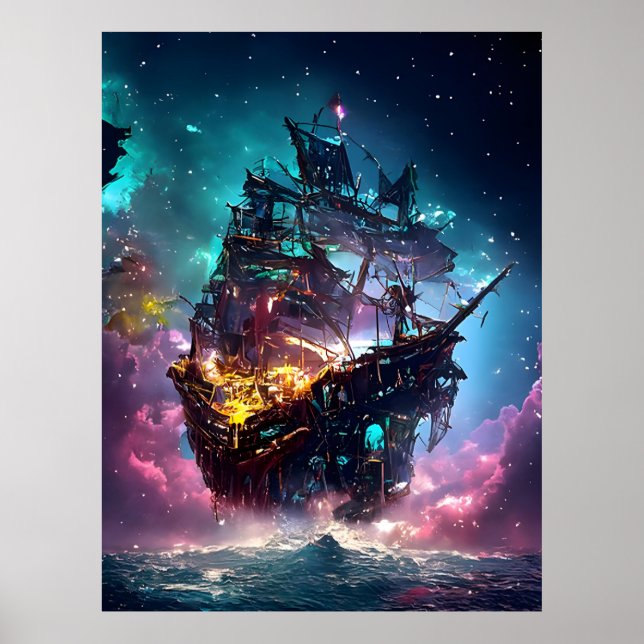 AI Generated Pirate Ship Poster (Front)