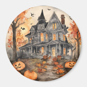 AI Generated Spooky Old House Halloween Magnet