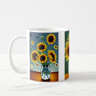 Ai Generated Sunflowers in Vases Coffee Mug