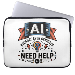AI Genius Humor Tech Quote Design Laptop Sleeve