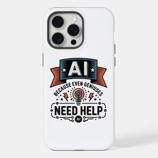 AI Genius Humour Tech Quote Design iPhone Case (Back)