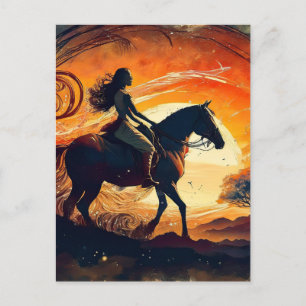 AI Girl and her Horse Postcard
