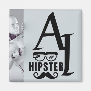 AI Hipster with Wearable Glasses and Moustache Magnet