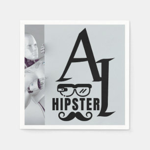 AI Hipster with Wearable Glasses and Moustache Napkin