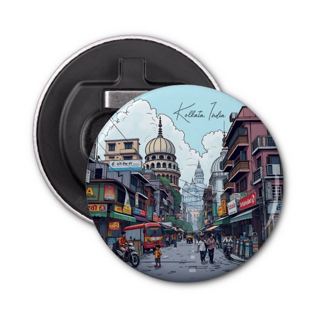Ai Illustration of Kolkata, India Bottle Opener (Front)