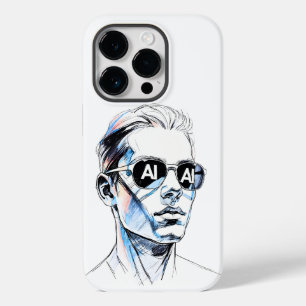 AI in the Eyes – Bold Line Art with Subtle Tech De Case-Mate iPhone 14 Pro Case