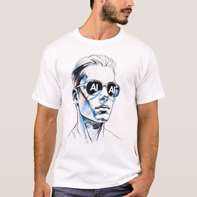 AI in the Eyes – Bold Line Art with Subtle Tech De T-Shirt (Front)