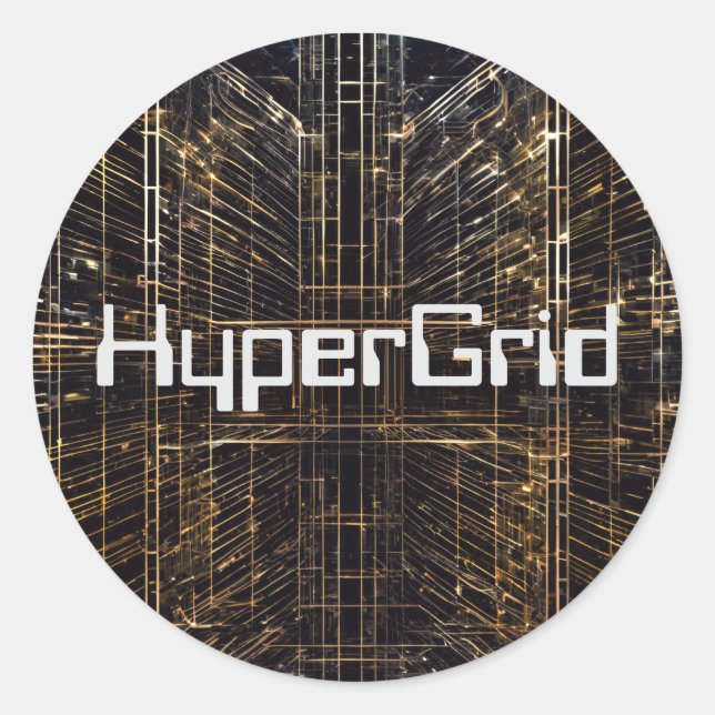 AI inspired HyperGrid Pattern  Classic Round Sticker (Front)