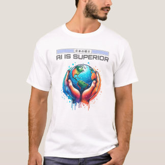 AI is Superior - Earth in Hands Art Design T-Shirt