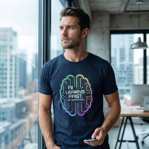 AI Learns Fast - Futuristic Digital Brain Design Tri-Blend Shirt