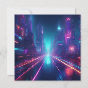 AI Neon City Holiday Card