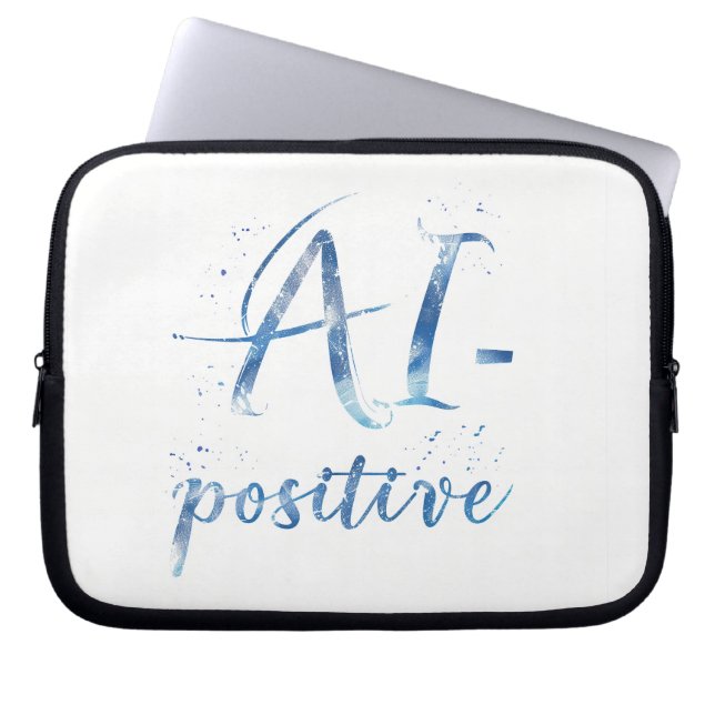 AI-Positive Text Art Laptop Sleeve (Front)
