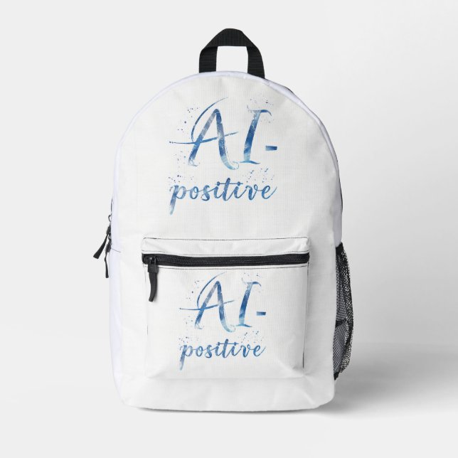 AI-Positive Text Art Printed Backpack (Front)