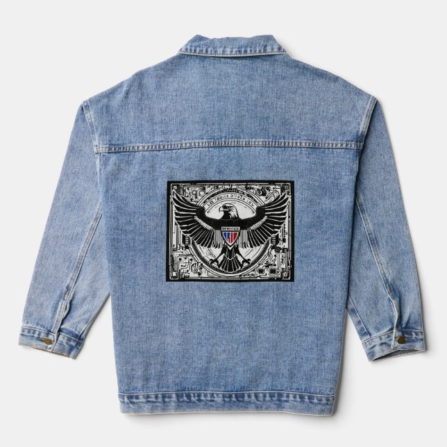 AI Postal Eagle Icon Denim Jacket (Back)