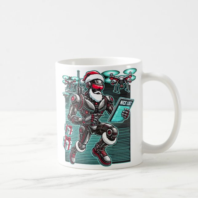 AI Powered Santa Robot with Drones and Christmas L Coffee Mug (Right)