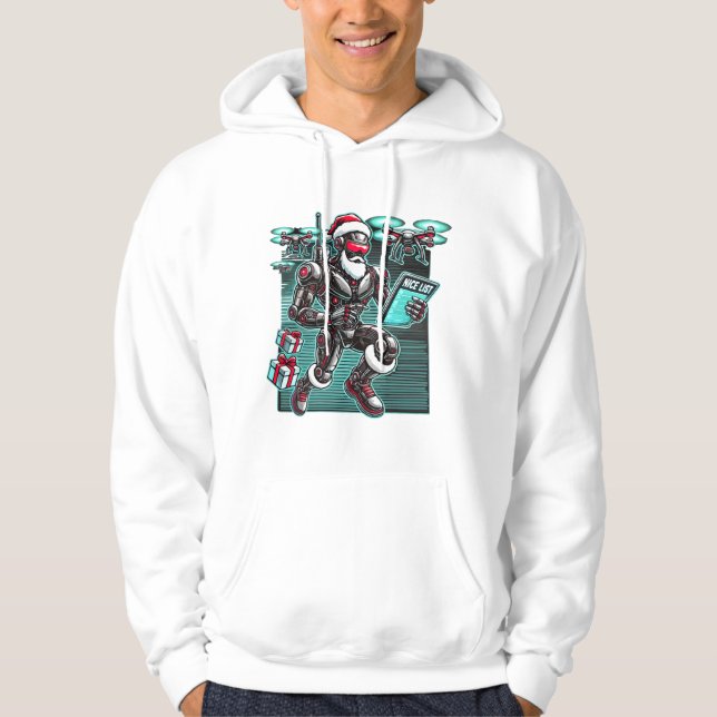 AI Powered Santa Robot with Drones and Christmas L Hoodie (Front)