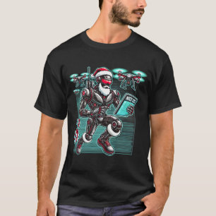 AI Powered Santa Robot with Drones and Christmas L T-Shirt