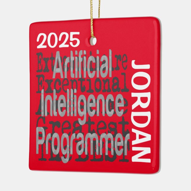 AI Programmer Extraordinaire CUSTOM Ceramic Ornament (Left)