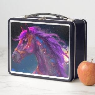 Ai Purple Horse Metal Lunch Box