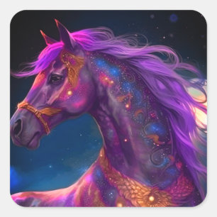 Ai Purple Horse Square Sticker