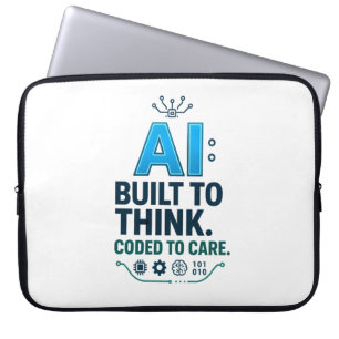 AI Quote Design – Built to Think Coded to Care Laptop Sleeve