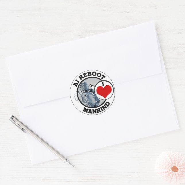 AI REBOOT - I LOVE MANKIND CLASSIC ROUND STICKER (Envelope)