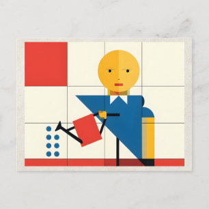 AI Remix Artwork Bauhaus Garden Girl Postcard