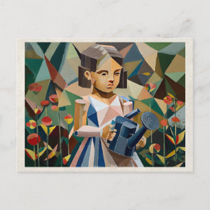 AI Remix Artwork Cubism Girl Postcard