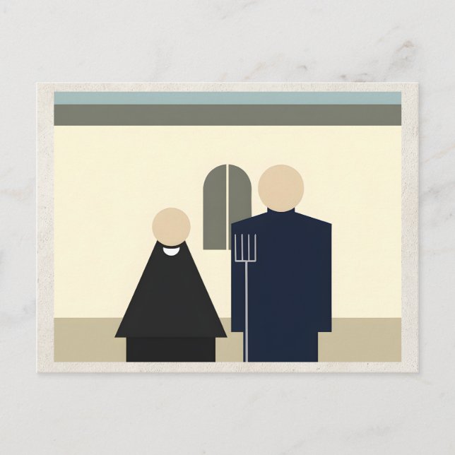 AI Remix Artwork Minimalism Couple Postcard (Front)