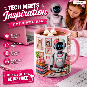 AI Robot Tech Girl Pink Robotics Gift Mug