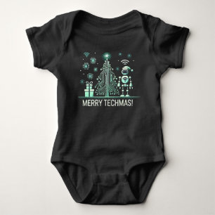 AI Robot with Tech Christmas Tree – Merry Techmas Baby Bodysuit