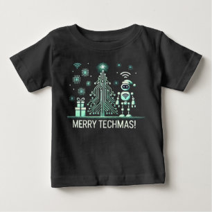 AI Robot with Tech Christmas Tree – Merry Techmas Baby T-Shirt