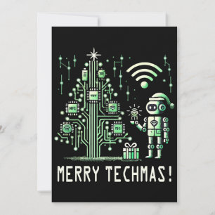 AI Robot with Tech Christmas Tree – Merry Techmas Invitation