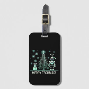 AI Robot with Tech Christmas Tree – Merry Techmas Luggage Tag