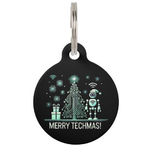 AI Robot with Tech Christmas Tree – Merry Techmas Pet Tag