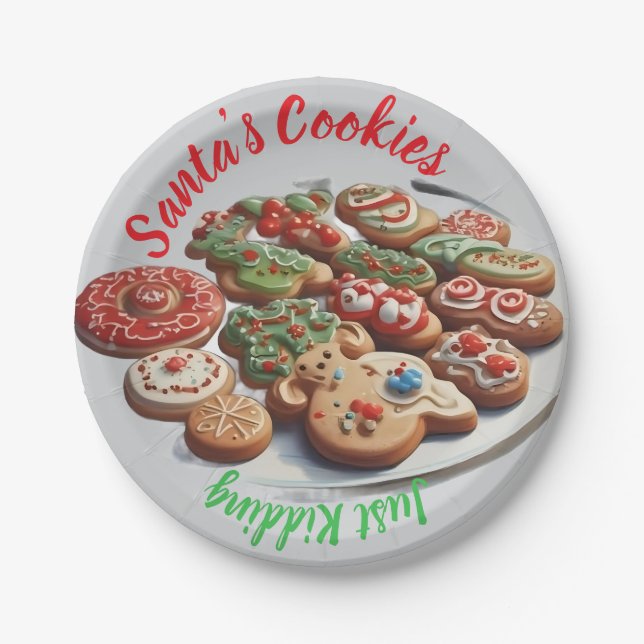 AI Santa's Cookies Just Kidding Paper Plates (Front)
