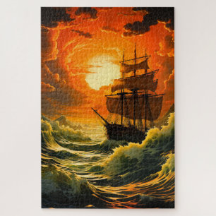 AI Ship at Sunset Jigsaw Puzzle