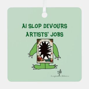 AI Slop Devours Artists' Jobs Christmas I Metal Tree Decoration