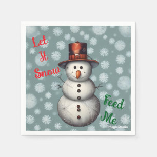 AI Snowman Let it Snow Feed Me Holiday Napkins