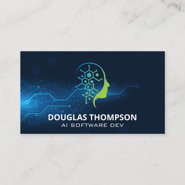 AI Tech Logo | Modern Tech Hardware Business Card (Front)