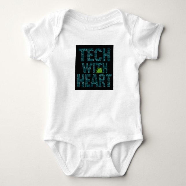 AI: Tech With Heart Frog  Baby Bodysuit (Front)