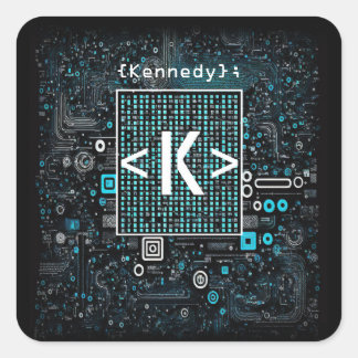 Ai - Technology - Coding Monogram - Letter K Square Sticker
