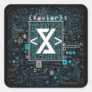 Ai - Technology - Coding Monogram - Xavier Square Sticker