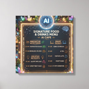 ​AI-Themed Fantasy Café Menu Design Canvas Print