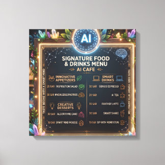 ​AI-Themed Fantasy Café Menu Design Canvas Print